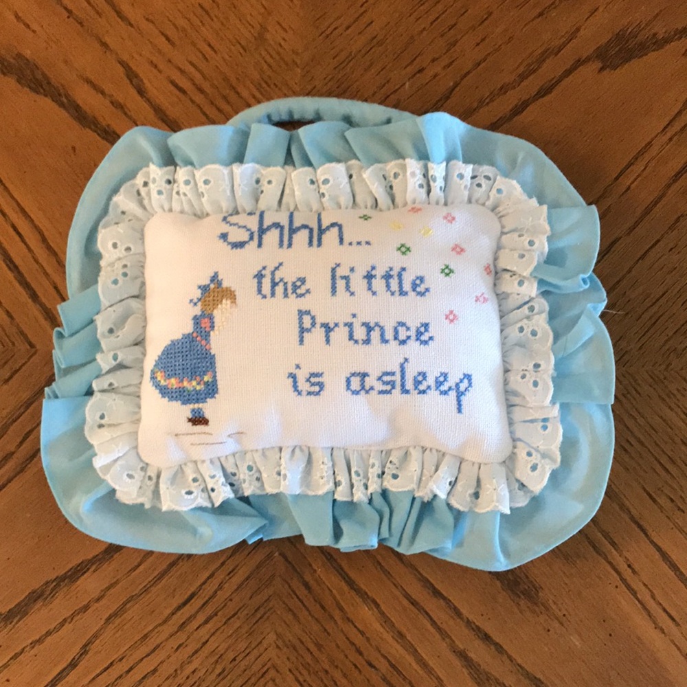 Vintage Baby Sleeping Door Sign Blue "Shhh, the little Prince is asleep"